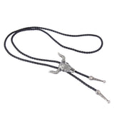 Maxbell Fashion Western Longhorn Cow Skull Leather Bolo Tie Necktie Antique Silver