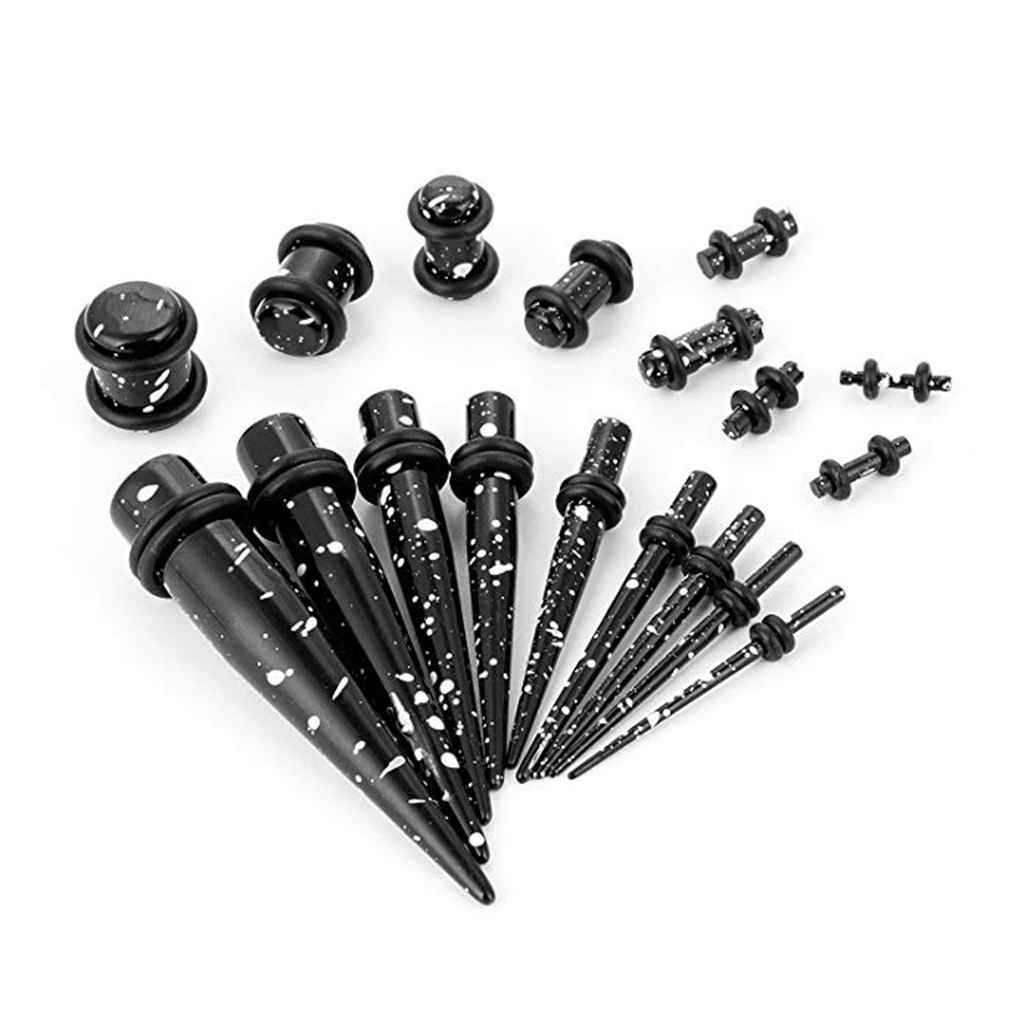 Maxbell 36 Pieces Acrylic Ear Gauges Tunnel Plugs Stretcher Expander Kit Black