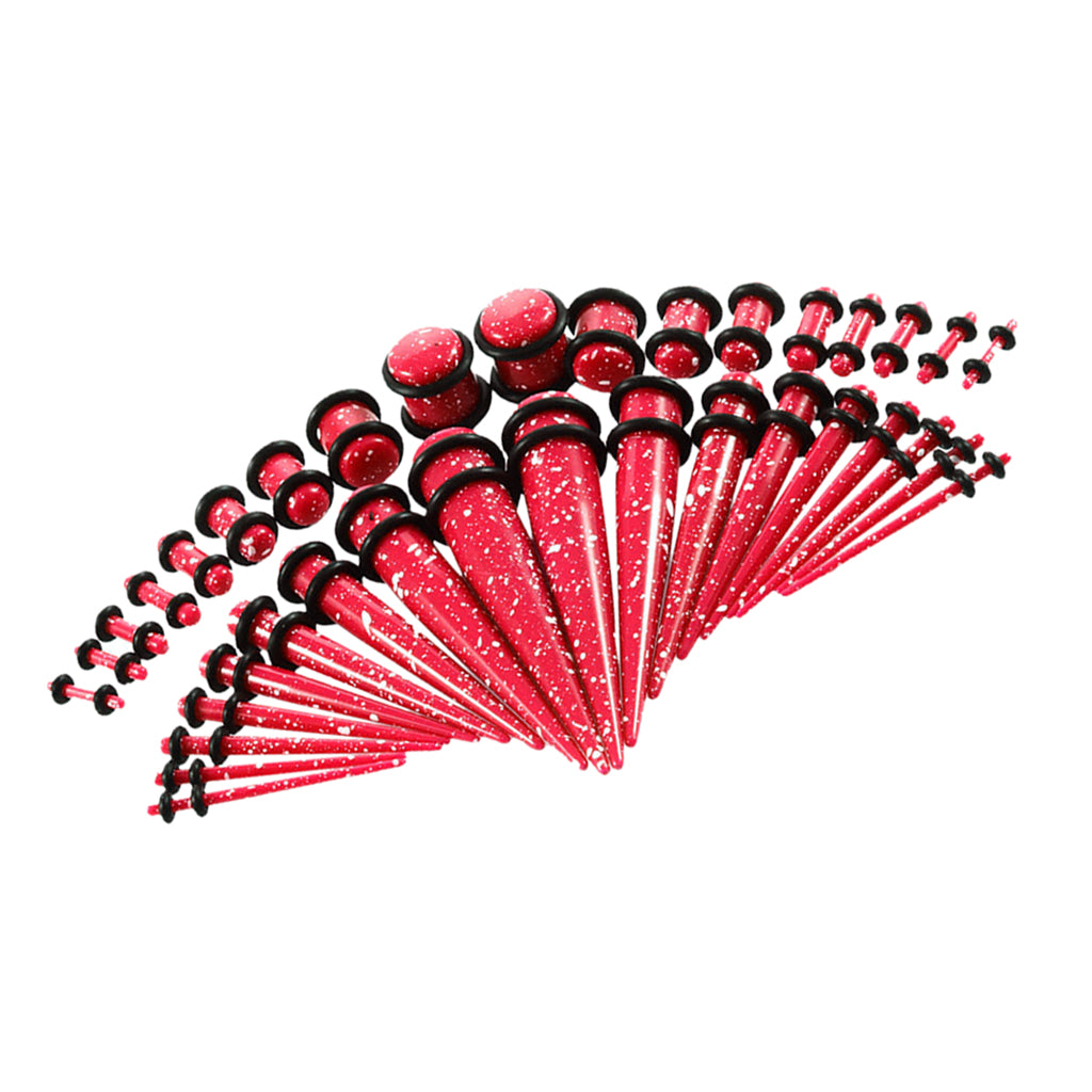 Maxbell 36 Pieces Acrylic Ear Gauges Tunnel Plugs Stretcher Expander Kit Red