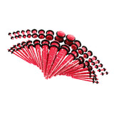 Maxbell 36 Pieces Acrylic Ear Gauges Tunnel Plugs Stretcher Expander Kit Red