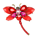 Maxbell Women's Crystal Rhinestone Dragonfly Brooch Pin Wedding Gift Red