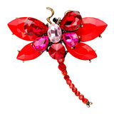 Maxbell Women's Crystal Rhinestone Dragonfly Brooch Pin Wedding Gift Red