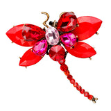 Maxbell Women's Crystal Rhinestone Dragonfly Brooch Pin Wedding Gift Red