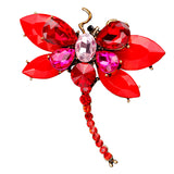 Maxbell Women's Crystal Rhinestone Dragonfly Brooch Pin Wedding Gift Red