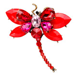 Maxbell Women's Crystal Rhinestone Dragonfly Brooch Pin Wedding Gift Red