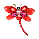 Maxbell Women's Crystal Rhinestone Dragonfly Brooch Pin Wedding Gift Red