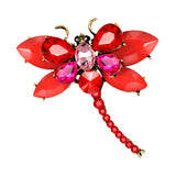 Maxbell Women's Crystal Rhinestone Dragonfly Brooch Pin Wedding Gift Red