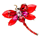 Maxbell Women's Crystal Rhinestone Dragonfly Brooch Pin Wedding Gift Red