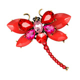 Maxbell Women's Crystal Rhinestone Dragonfly Brooch Pin Wedding Gift Red