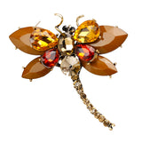 Maxbell Women's Crystal Rhinestone Dragonfly Brooch Pin Wedding Gift Champagne