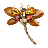 Maxbell Women's Crystal Rhinestone Dragonfly Brooch Pin Wedding Gift Champagne