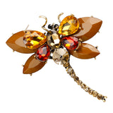 Maxbell Women's Crystal Rhinestone Dragonfly Brooch Pin Wedding Gift Champagne