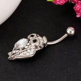 Maxbell 14G Belly Button Rings Stainless Steel Navel Ring Barbell Jewelry Owl