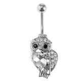 Maxbell 14G Belly Button Rings Stainless Steel Navel Ring Barbell Jewelry Owl