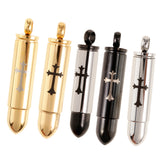 Maxbell Stainless Steel Cross Bullet Pendant Urn Jewelry for Ashes Gold-1