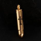 Maxbell Stainless Steel Cross Bullet Pendant Urn Jewelry for Ashes Gold-1