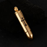 Maxbell Stainless Steel Cross Bullet Pendant Urn Jewelry for Ashes Gold-1