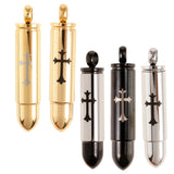 Maxbell Stainless Steel Cross Bullet Pendant Urn Jewelry for Ashes Gold-1