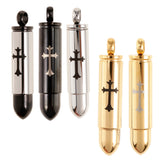 Maxbell Stainless Steel Cross Bullet Pendant Urn Jewelry for Ashes Gold-1