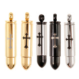 Maxbell Stainless Steel Cross Bullet Pendant Urn Jewelry for Ashes Gold-1