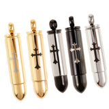 Maxbell Stainless Steel Cross Bullet Pendant Urn Jewelry for Ashes Gold-1