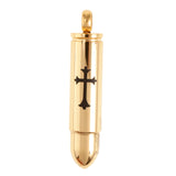 Maxbell Stainless Steel Cross Bullet Pendant Urn Jewelry for Ashes Gold-1