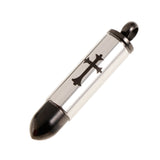 Maxbell Stainless Steel Cross Bullet Pendant Urn Jewelry for Ashes Silver Black