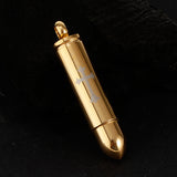 Maxbell Stainless Steel Cross Bullet Pendant Urn Jewelry for Ashes Gold-2