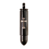 Maxbell Stainless Steel Cross Bullet Pendant Urn Jewelry for Ashes Black