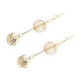 Maxbell Womens Gold Tone Crystal Drop Hook Earrings Wedding Party Flower Earrings