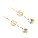 Maxbell Womens Gold Tone Crystal Drop Hook Earrings Wedding Party Flower Earrings