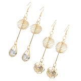 Maxbell Womens Gold Tone Crystal Drop Hook Earrings Wedding Party Flower Earrings