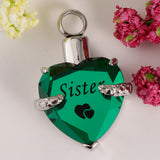 Maxbell Crystal Heart Cremation Jewellery Urn Pendant Keepsake Necklace DIY Sister