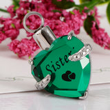 Maxbell Crystal Heart Cremation Jewellery Urn Pendant Keepsake Necklace DIY Sister