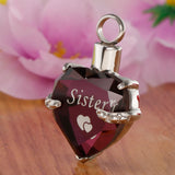 Maxbell Heart Cremation Urn Pendant for Ashes Urn Jewelry Memorial Necklace Sister