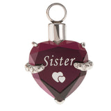 Maxbell Heart Cremation Urn Pendant for Ashes Urn Jewelry Memorial Necklace Sister