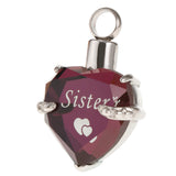 Maxbell Heart Cremation Urn Pendant for Ashes Urn Jewelry Memorial Necklace Sister