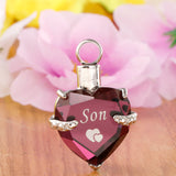 Maxbell Heart Cremation Urn Pendant for Ashes Urn Jewelry Memorial Necklace Son