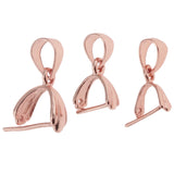 Maxbell 1 Pcs Rose Gold Pinch Clip Bail Pendant Connector Jewelry Finding 14 x 7mm