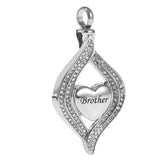Maxbell Crystal Heart Cremation Urn Necklace Ashes Keepsake Pendant Jewelry Brother