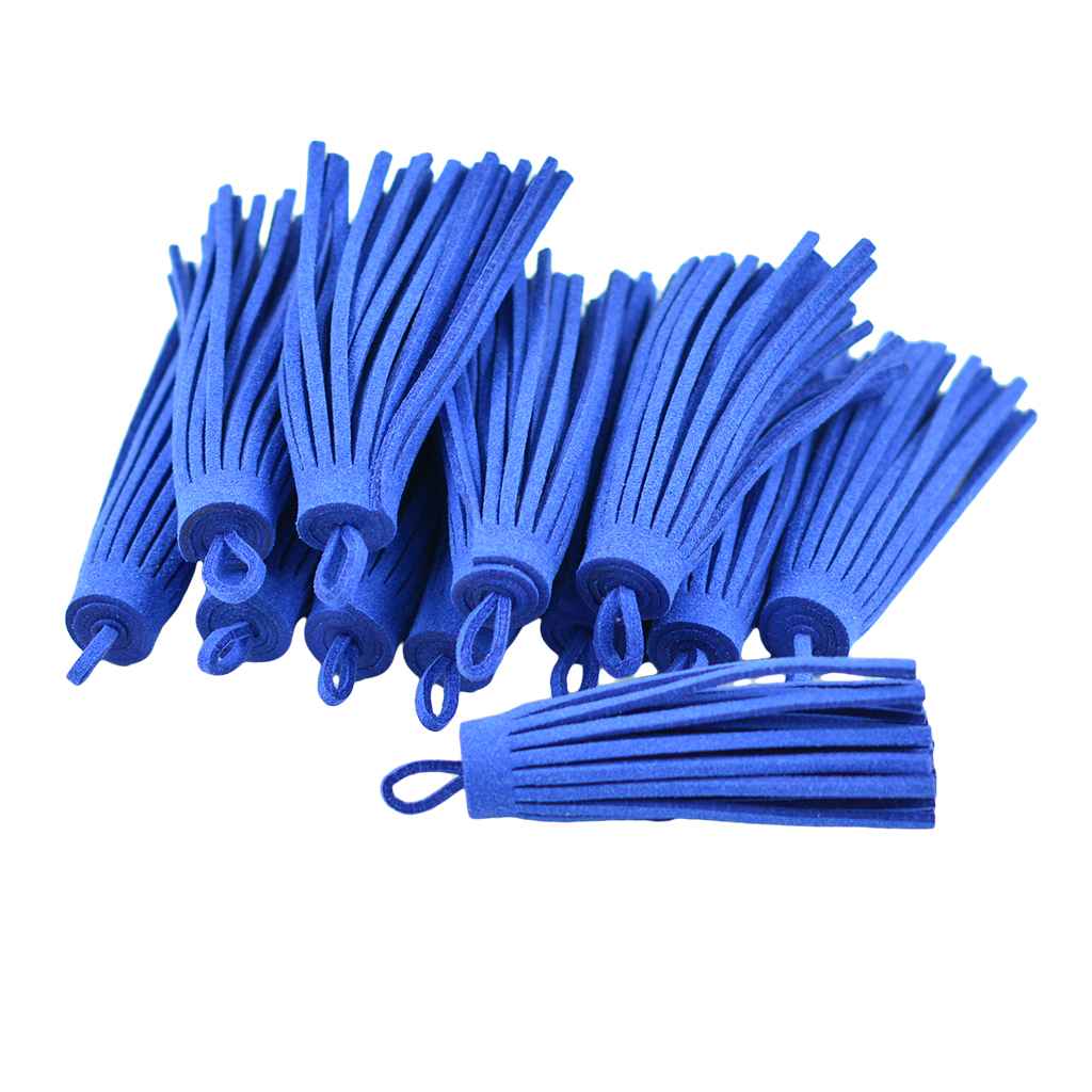 Maxbell 12 Pieces Velvet Tassel Charms Pendants Jewelry Bags Key DIY Royal Blue