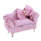 Maxbell Mini Furniture Pink Fabric Jewelry Storage Box Case Organizer Royal Chair