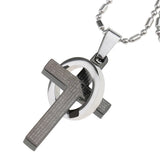 Maxbell Stainless Steel Cross Couples Necklace Lord's Prayer Pendant 22'' Black Girl