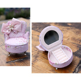 Maxbell Mini Furniture Pink Fabric Jewelry Storage Box Case Organizer Single Chair