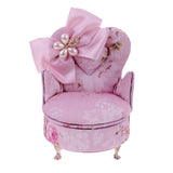 Maxbell Mini Furniture Pink Fabric Jewelry Storage Box Case Organizer Single Chair