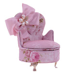 Maxbell Mini Furniture Pink Fabric Jewelry Storage Box Case Organizer Single Chair