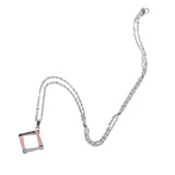 Maxbell Stainless Steel Unique His&Hers Matching Crystal Necklace Jewelry Rose Gold