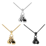 Maxbell 361L Stainless Steel Double Fist Pendant Necklace Chain Punk Jewelry Gold