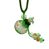 Maxbell Essential Bottle Diffuser Perfume Baroque Glass Pendant Necklace Grass Green