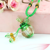 Maxbell Essential Bottle Diffuser Perfume Baroque Glass Pendant Necklace Grass Green